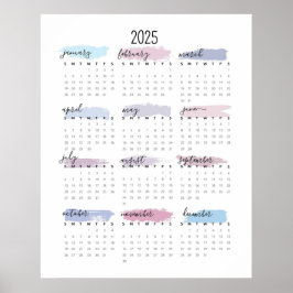Póster Simple Calendario Pastel 2025