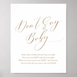 Póster Simple caligrafía Baby Shower no dice post bebé