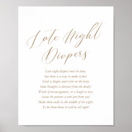 Póster Simple caligrafía Baby Shower Tarde Noche Diapers