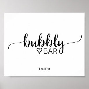 Póster Simple caligrafía negra Bubbly Bar Rótulo