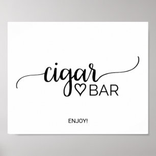 Póster Simple caligrafía negra Cigar Bar Rótulo