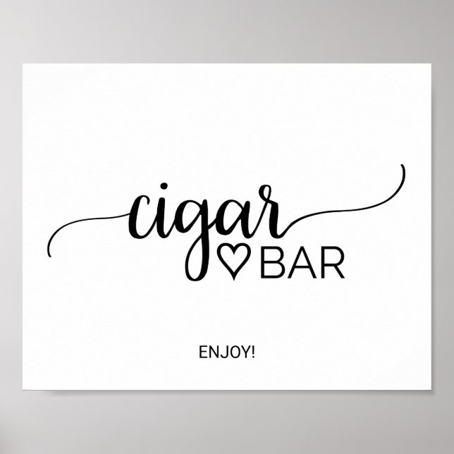 Póster Simple caligrafía negra Cigar Bar Rótulo (Frente)