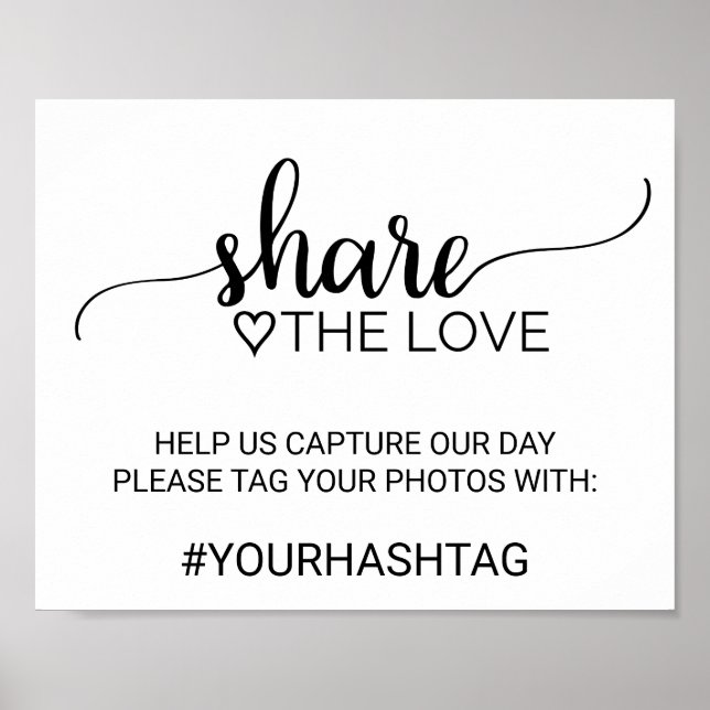 Póster Simple caligrafía negra comparte el Rótulo de amor (Frente)