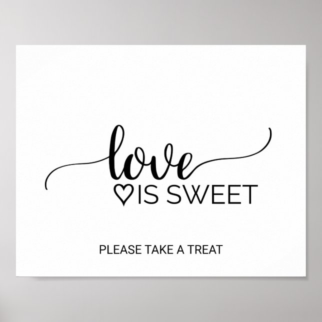 Póster Simple caligrafía negra El amor es Rótulo dulce (Frente)
