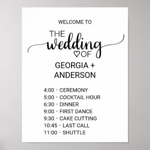 Póster Simple caligrafía negra Orden de eventos