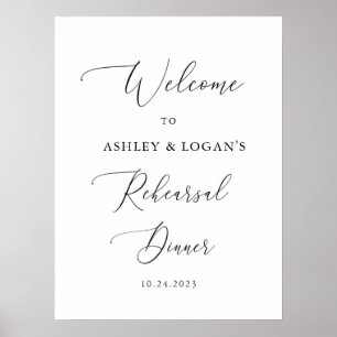 Póster Simple Calligraphy Rehearsal Dinner Welcome