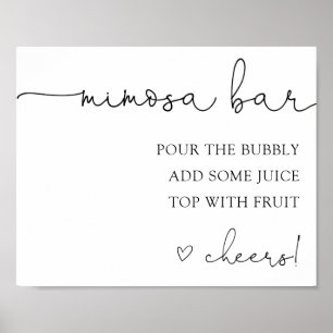 Póster Simple cartel de bebida de barra de Mimosa con cal