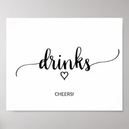 Póster Simple cartel de bebidas en caligrafía negra