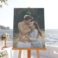 Simple cartel de bienvenida para boda con foto est
