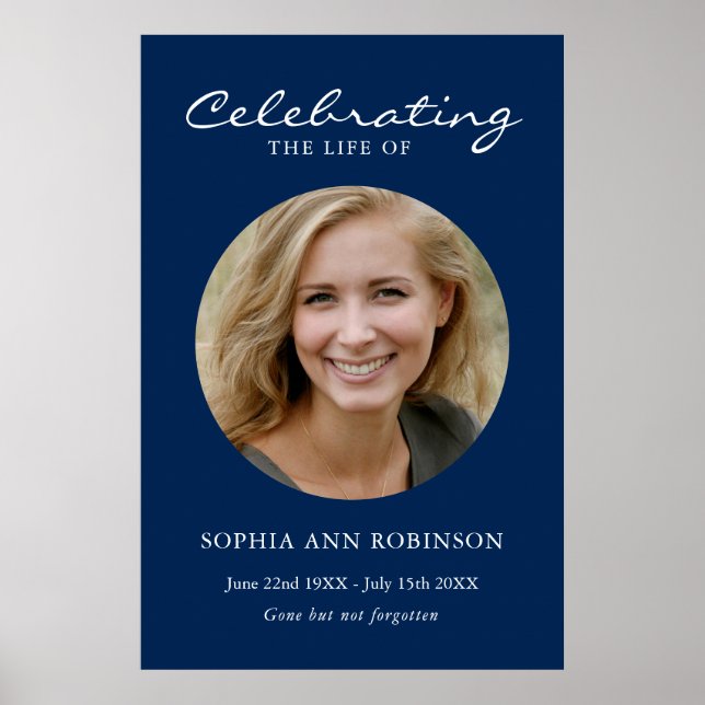 Póster Simple celebración de la vida Foto conmemorativa a (Frente)