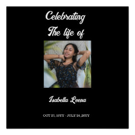 Póster Simple Celebration of Life Funeral Memorial Photo