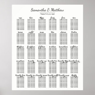 Póster Simple & Chic Wedding - 30 Tables | Seating Chart