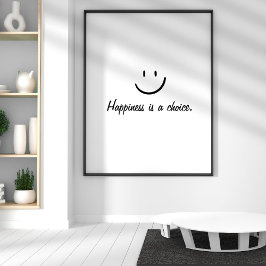 Póster Simple cita de felicidad Inspiradora blanca y negr