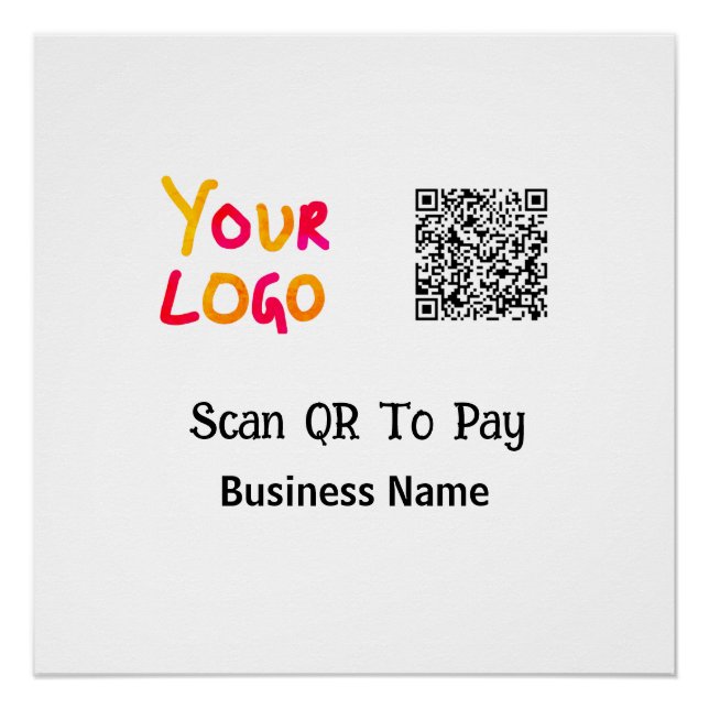Póster Simple código qr mínimo para pagar nombre de la em (Anverso)
