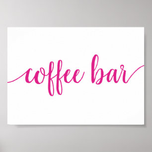 Póster Simple Coffee Bar Hot Pink Any Event Sign