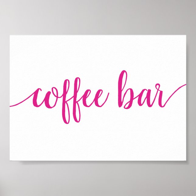 Póster Simple Coffee Bar | Hot Pink Any Event Sign (Frente)