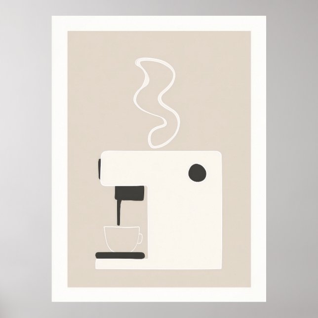 Póster Simple Coffee Machine - Modern Kitchen Art Poster  (Frente)