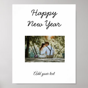 Póster simple colorido año nuevo feliz minimalista agrega