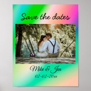 Póster simple colorido personalizado guardar la fecha nom