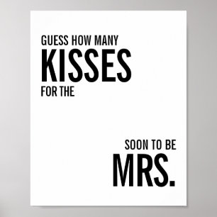Póster Simple Cuántos besos de juego de ducha de novia