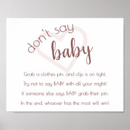 Póster Simple Dont Say Baby | Berry Pink Shower Game