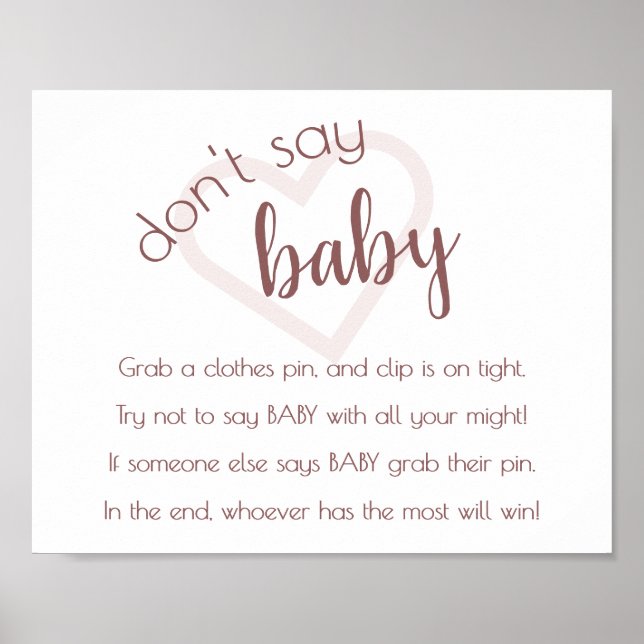 Póster Simple Dont Say Baby | Berry Pink Shower Game (Frente)