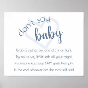 Póster Simple Dont Say Baby   Dusty Blue Shower Game