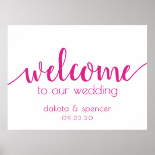 Póster Simple Editable Welcome   Hot Pink Any Event