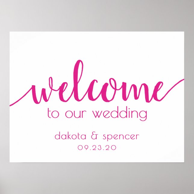 Póster Simple Editable Welcome | Hot Pink Any Event (Frente)