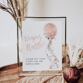 Póster Simple Elephant & Balloon Baby Shower Card gift