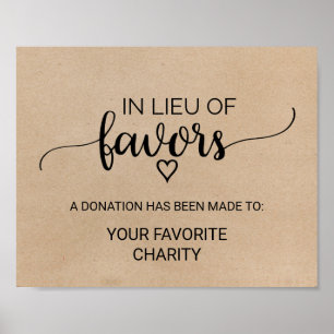 Póster Simple Falsa Kraft En Lugar Del Rótulo De Favores