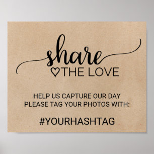 Póster Simple Faux Kraft Calligraphy Comparte el Rótulo d