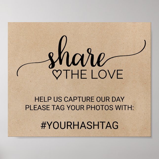 Póster Simple Faux Kraft Calligraphy Comparte el Rótulo d (Frente)