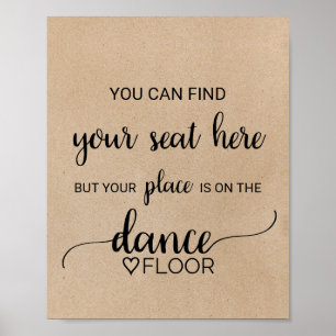 Póster Simple Faux Kraft Calligraphy Dance Floor Rótulo