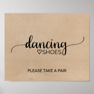 Póster Simple Faux Kraft Calligraphy Dancing Shoes Rótulo