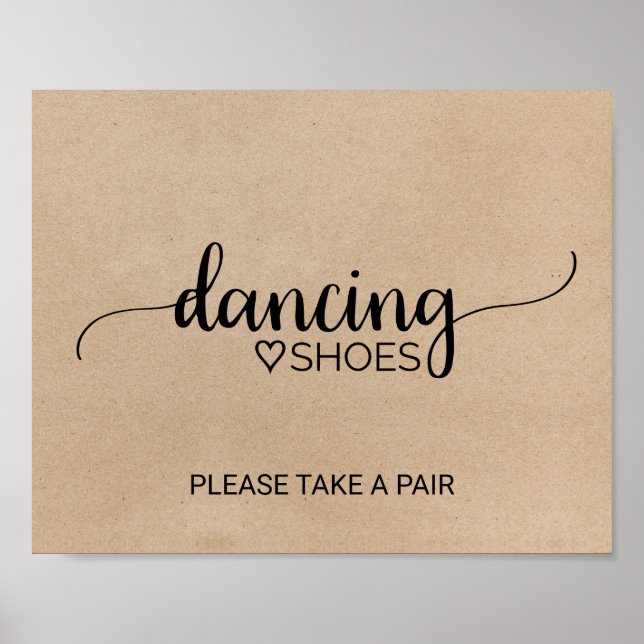Póster Simple Faux Kraft Calligraphy Dancing Shoes Rótulo (Frente)