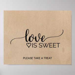 Póster Simple Faux Kraft Calligraphy Love is Sweet Rótulo