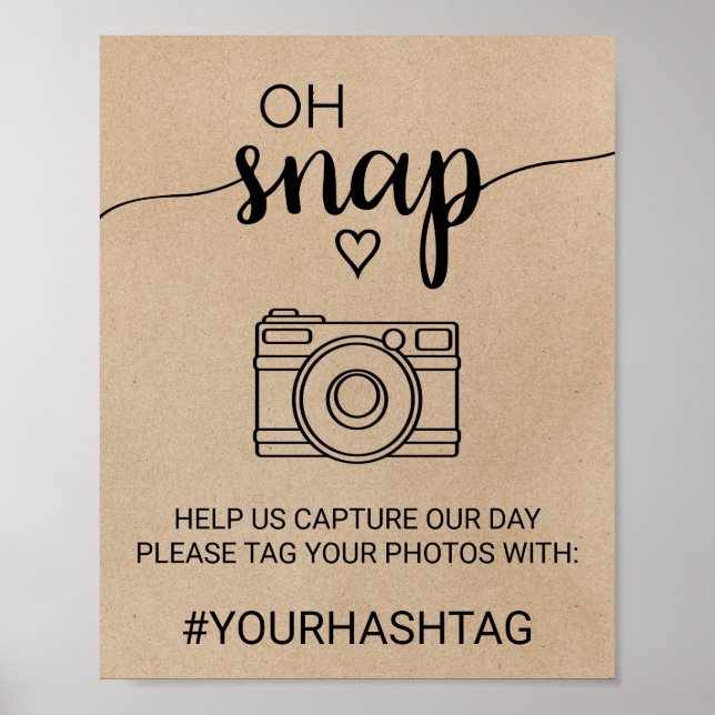 Póster Simple Faux Kraft Calligraphy Oh Rótulo Snap (Frente)