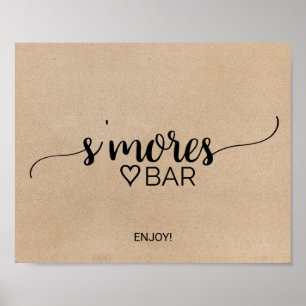 Póster Simple Faux Kraft Calligraphy S'mores Bar Rótulo