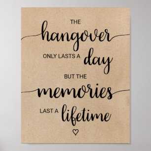 Póster Simple Faux Kraft Hangover & Memories Sign