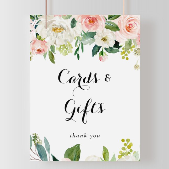 Póster Simple Floral Green Foliage Cards and Gifts Sign (Subido por el creador)