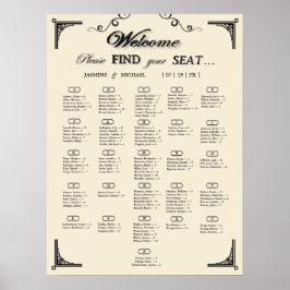 Póster Simple Ivory Alphabetical Wedding Seating Chart