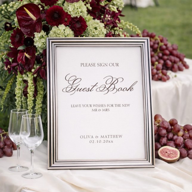 Póster Simple Ivory and Brown Wedding Guest Book Poster (Subido por el creador)