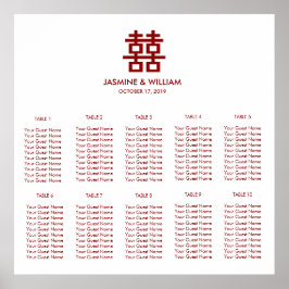 Póster Simple Minimalista doble felicidad Boda chino