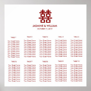 Póster Simple Minimalista doble felicidad Boda chino