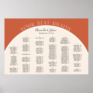 Póster Simple modern arch Terracotta alphabetical seating