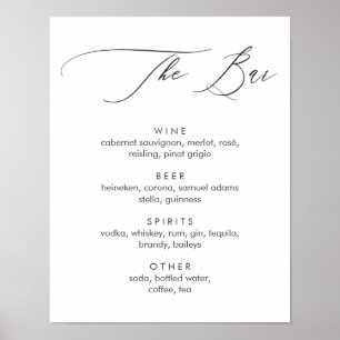 Póster Simple Modern Calligraphy Bar Menu Sign