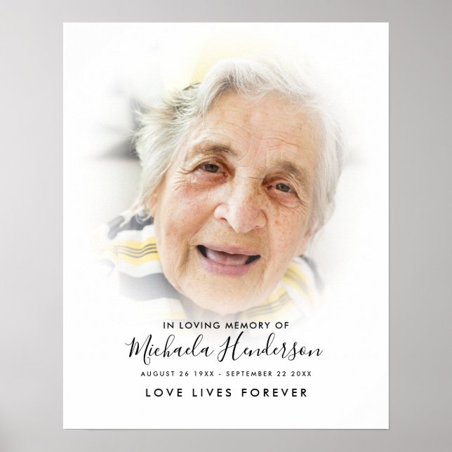 Póster Simple Modern Custom Text Memorial Photo Tribute (Frente)