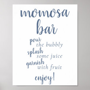 Póster Simple Momosa Bar Dusty Blue Cualquier Rótulo de