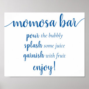 Póster Simple Momosa Bar   French Blue Any Event Sign